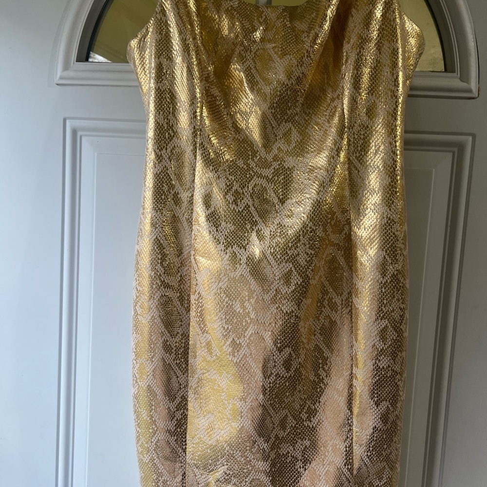 Guess Gold and Cream Midi Dress